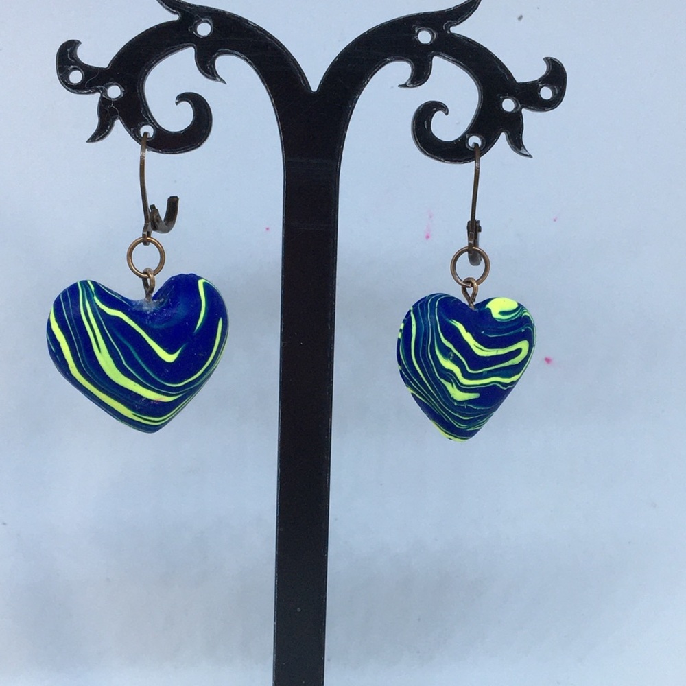 Unique Handmade Polymer Clay Heart ❤️ Earrings